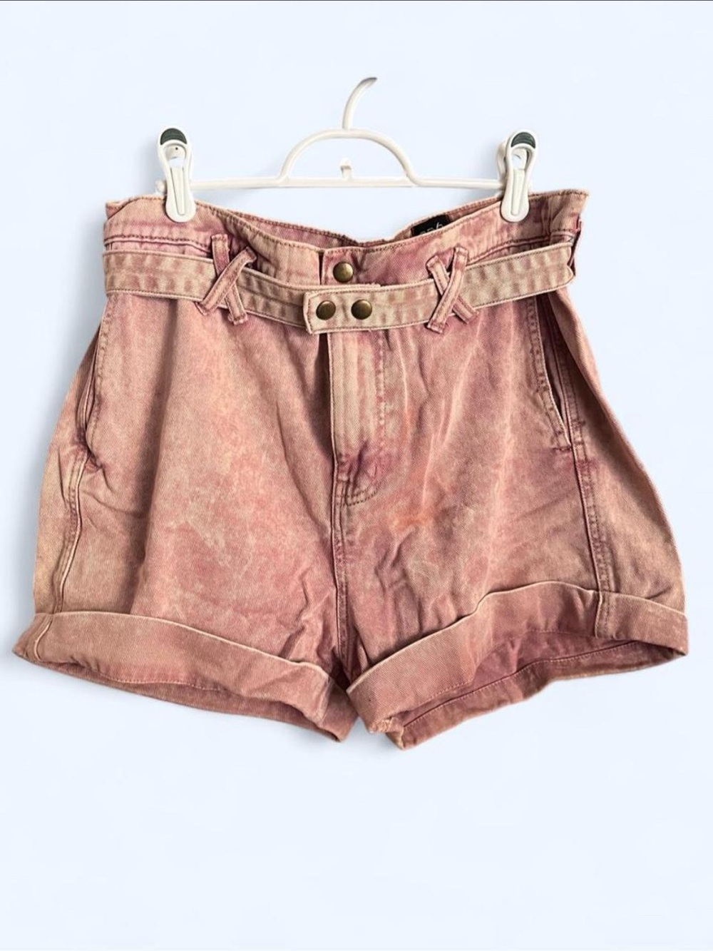 BDG High-Waist Rose Pink Paperbag Shorts